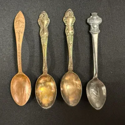 Wallace Sterling (28g), Glacier National Park Copper, & Rolex Silverplate Souvenir Spoons 