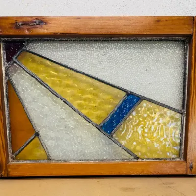Wood Framed Lead Pane Faux Stained Glass Acrylic Panel