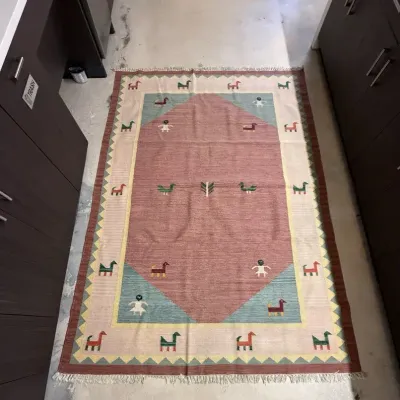 Vintage Handmade Kilim Area Rug (9ft x 6ft) 