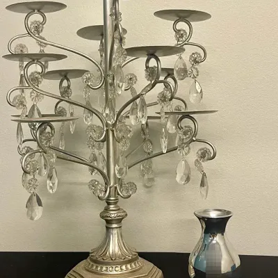 Opulent Treasures Chandelier 12-Piece Candle Stand & Nambe Vase 