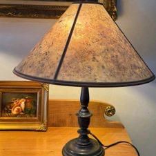 Large 20" Silver Mica Panel Lamp & Base Set — Arts & Crafts / Mission Style