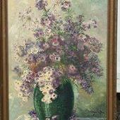 Floral Still Life Oil On Canvas Signed O. Derendinger Roux