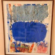 Abstract Composition: Blue Floating Field Signed Irvin '83