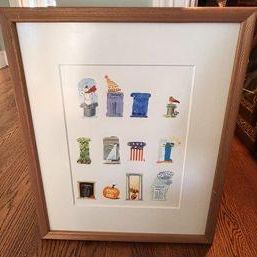 Vintage Lyn Snow Watercolor Print – "Spring Time" 12 Seasonal Columns & Pillars