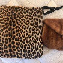 Vintage Mid-Century Winter Hand Muff Set: Real Mink Fur & Leopard Print Purse Muff