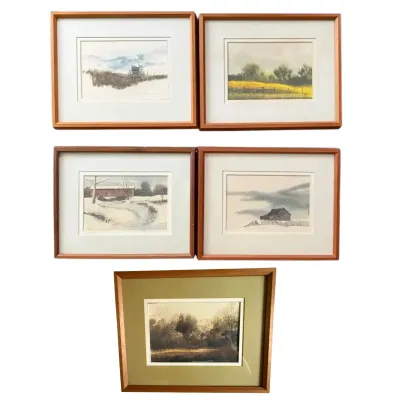 Five Framed Rob O’Dell Watercolors 12" x 14"