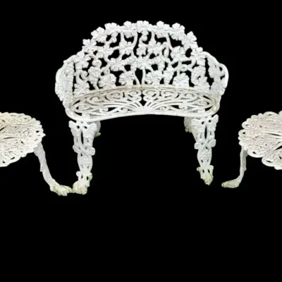 Cast Iron Grape Vine Design Patio set - Bench And Two Tables