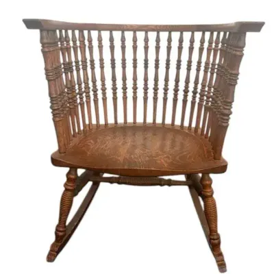 Antique Bobbin-Turned Spindle Back Rocking Chair