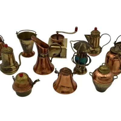 12 Japanese Copper And Brass Miniatures 