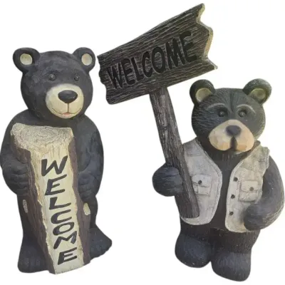 2 Welcome Bears Yard Statues
