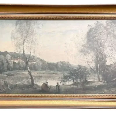 Framed Reproduction of "View of Ville d'Avray" by Jean-Baptiste-Camille Corot