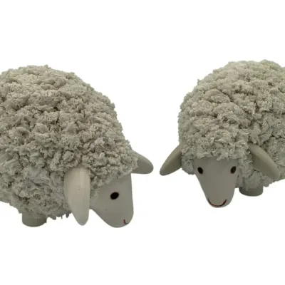 Two Ceramic Sheep Figurines With Popcorn Finish 