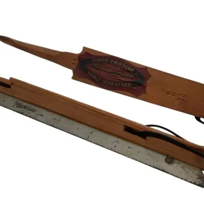 Vintage Dutch Wood And Steel Ice Skates