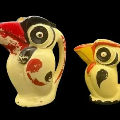 Vintage Art Deco Toucan Creamer & Mini Pitcher - Made in Japan