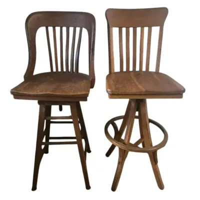 2 Swiveling Wood Bar Stools