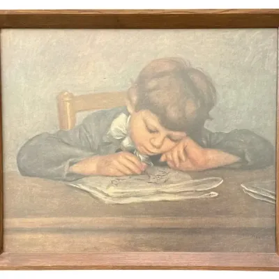 Reproduction of  "The Artist's Son, Jean, Drawing" by Pierre-Auguste Renoir 20" x 24"