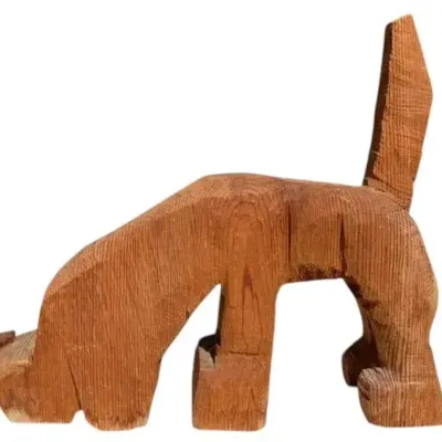 Hand Carved Wooden Dog 