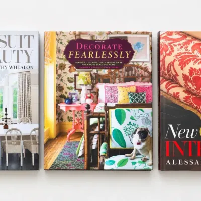 Sale Photo Thumbnail #90: Trio of hardcover interior design coffee table books, including titles by Timothy Whealon, Susanna Salk, and Alessandra Branca.