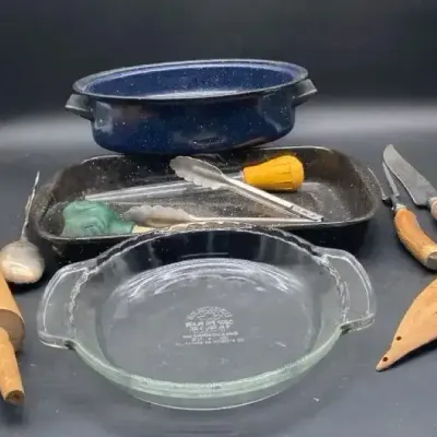 Blue Speckled Enamelware  & Other Items