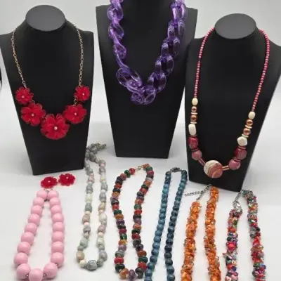 (9) Colorful Costume Jewelry Necklaces 