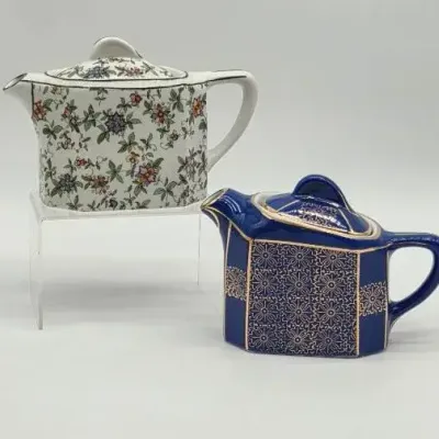 (2) Hall China Floral Teapots