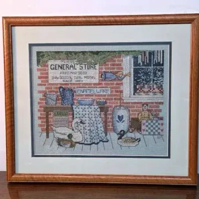 General Store Framed Cross Stitch 