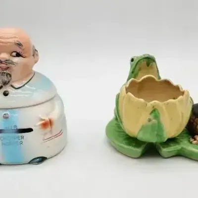 Vintage Green Frog Planter & Denture Holder "Chopper Hopper"
