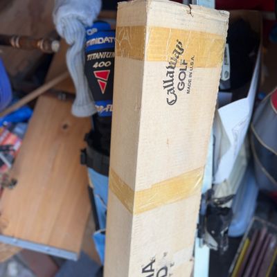 Sale Photo Thumbnail #53: Vintage Callaway Golf Big Bertha War Bird cardboard shipping or storage box showing original branding and tape wear.