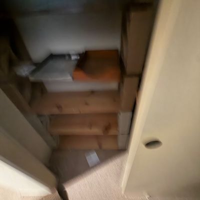 Sale Photo Thumbnail #111: Custom wooden closet shelving unit with multiple tiers and organized trays.