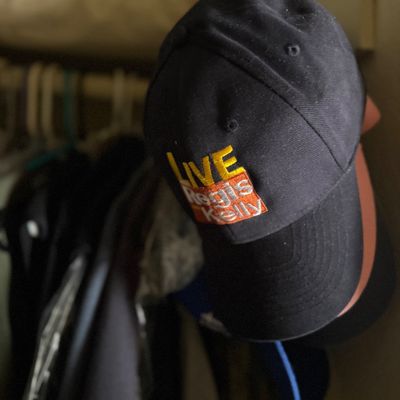 Sale Photo Thumbnail #188: Black baseball hat featuring embroidered logo for Live with Regis and Kelly, circa 2000s.