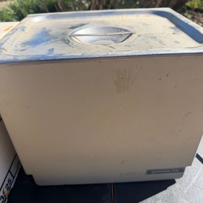 Sale Photo Thumbnail #274: Vintage Branson Ultrasonics laboratory ultrasonic cleaner, showing surface dust and light wear from use.