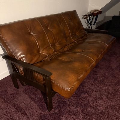 Sale Photo Thumbnail #5: PRESALE ITEM:  Double size leather style day bed-$150