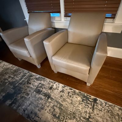 Sale Photo Thumbnail #105: PRESALE ITEM:  Lovely leather style chairs.  Buy one or the set.  Excellent condition:  $250 each