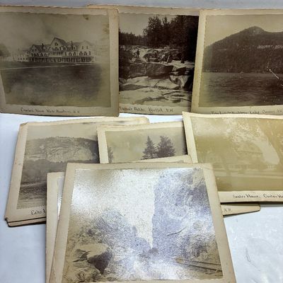 Sale Photo Thumbnail #45: Collection of vintage mounted landscape photograph prints depicting White Mountains, New Hampshire scenery, including Crawford Cut and Crawford House.