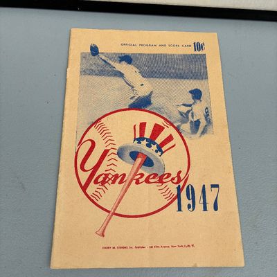 Sale Photo Thumbnail #107: Vintage 1947 New York Yankees official program and score card, published by Harry M. Stevens Inc.