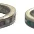 Pair of sterling silver channel-set eternity rings featuring colored inlay bands with interior hallmarks.