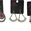 Collection of five pairs of Paparazzi brand dangle and drop fashion earrings in silver-tone finish with various bohemian and statement...