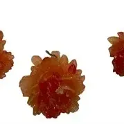 Vintage molded resin flower jewelry set featuring dangling earrings and a matching pendant in shades of orange and red.