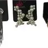 Collection of five pairs of Paparazzi brand fashion earrings, including faux pearl, chain fringe, and silver-tone dangle styles on...