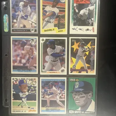 Sale Photo Thumbnail #156: Ken Griffey Jr 9 Card Baseball Lot 1990 Fleer 1992 Donruss Topps Score Leaf