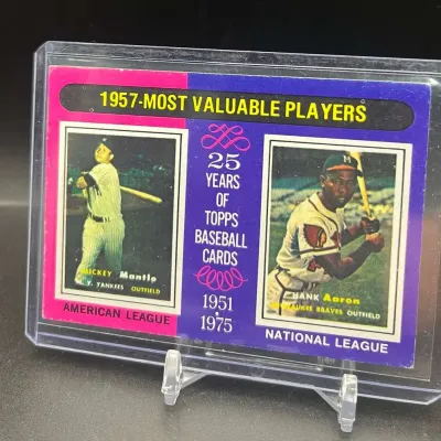 Sale Photo Thumbnail #29: 1975 Topps Mickey Mantle Hank Aaron 1957 Most Valuable Players #195