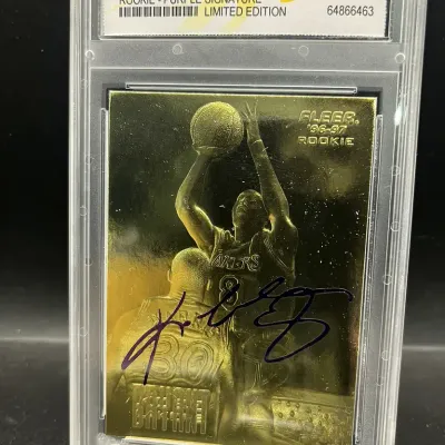 Sale Photo Thumbnail #21: 1996-97 Fleer Kobe Bryant 23KT Gold Rookie Purple Signature Limited Edition WCG 10