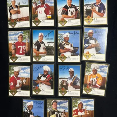 Sale Photo Thumbnail #185: A1 Masters of the Grill NFL Card Lot Facsimile Autographed Oates Swilling Dukes Lloyd