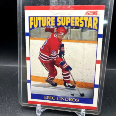 Sale Photo Thumbnail #201: 1990-91 Score Eric Lindros Future Superstar #440 Hockey Rookie Card Oshawa Generals