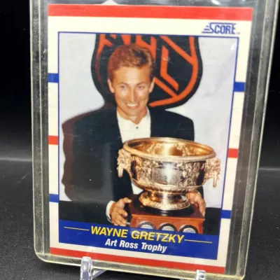 Sale Photo Thumbnail #202: 1990-91 Score Wayne Gretzky #361 Art Ross Trophy Los Angeles Kings NHL Hockey Card