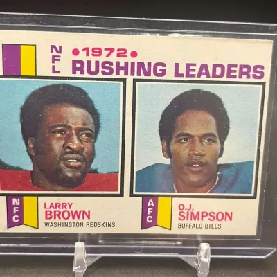 Sale Photo Thumbnail #97: 1973 Topps Football #1 O.J. Simpson Larry Brown 1972 NFL Rushing Leaders