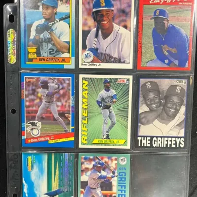 Sale Photo Thumbnail #167: Ken Griffey Jr Seattle Mariners 8 Card Lot Topps Upper Deck Donruss Score Fleer Pinnacle