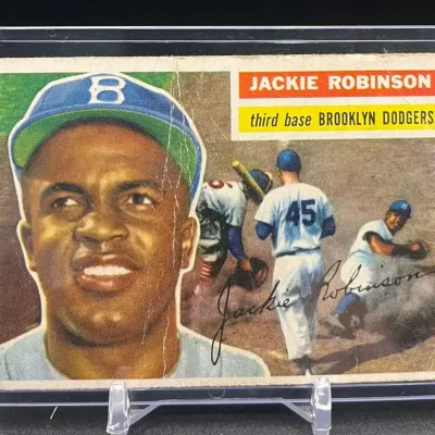 Sale Photo Thumbnail #11: 1956 Topps Jackie Robinson #30 Brooklyn Dodgers Baseball Card Vintage