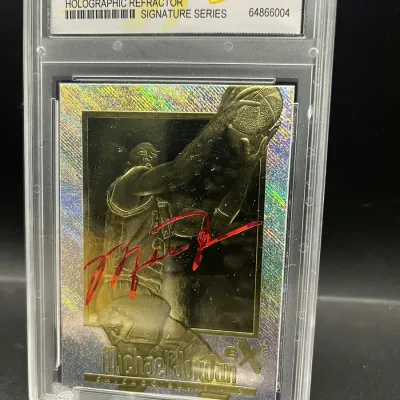 Sale Photo Thumbnail #20: 1996-97 SkyBox E-X2000 Michael Jordan Credentials Holographic Refractor WCG 10