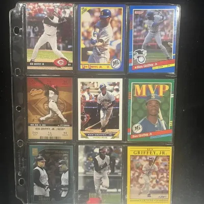 Sale Photo Thumbnail #159: Ken Griffey Jr 9 Card Baseball Lot 1990 Score 1991 Donruss Fleer Topps MVP